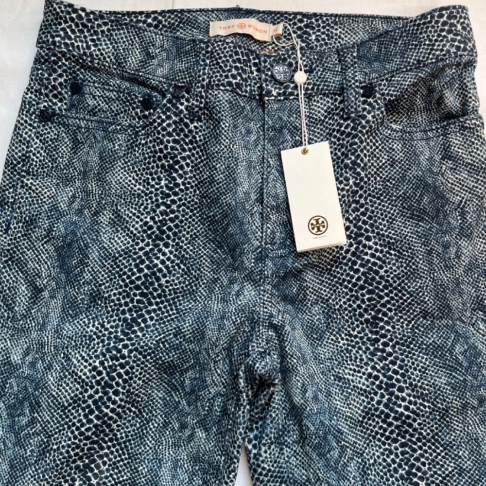 Tory Burch Blue Patterned Women Jeans Jeggings